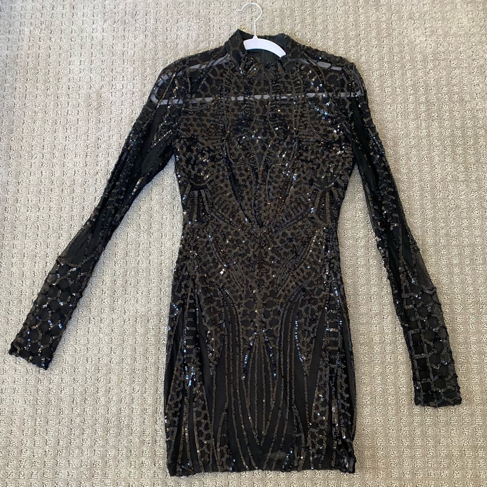 Long sleeve sequin dress